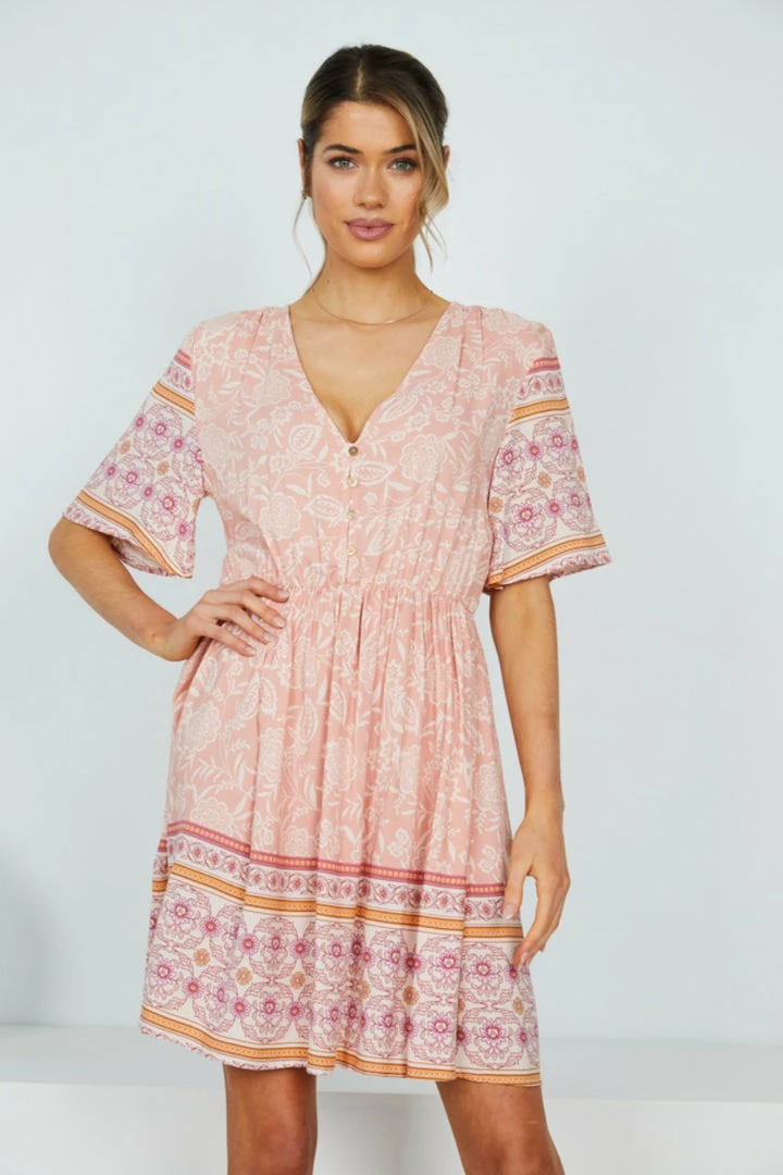 HQ Fashion Ricarda Dress - Blush Print 3 HQ Fashion Ricarda Dress - Blush Print