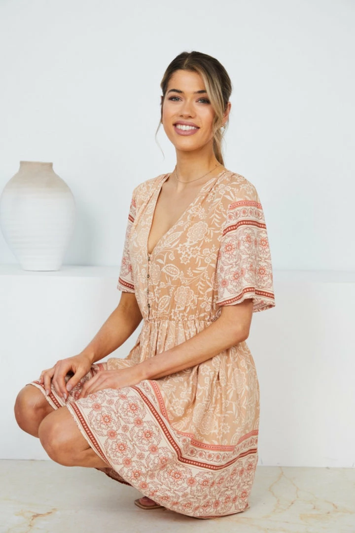 HQ Fashion Ricarda Dress - Brown Print 8 HQ Fashion Ricarda Dress - Brown Print