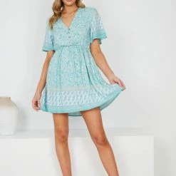 HQ Fashion Ricarda Dress - Sage Print