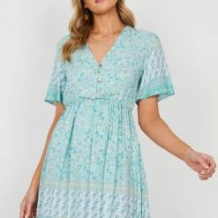 HQ Fashion Ricarda Dress - Sage Print