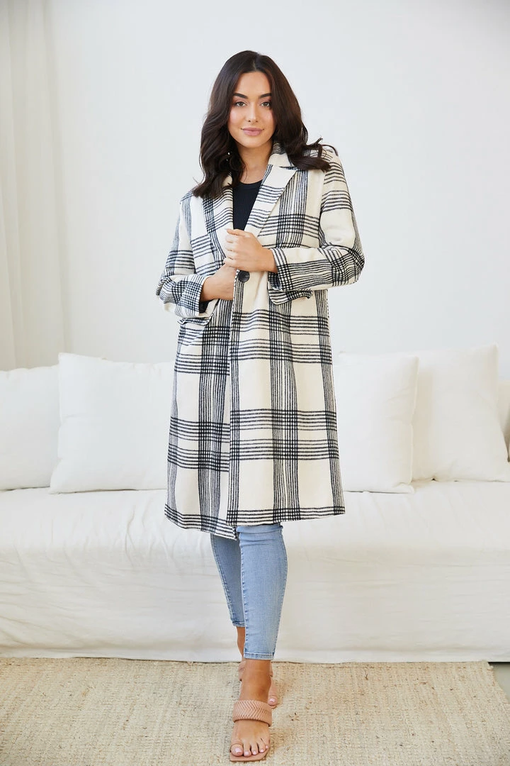 Pink Diamond CLOTHING Romina Coat - Check Print 7 Pink Diamond CLOTHING Romina Coat - Check Print