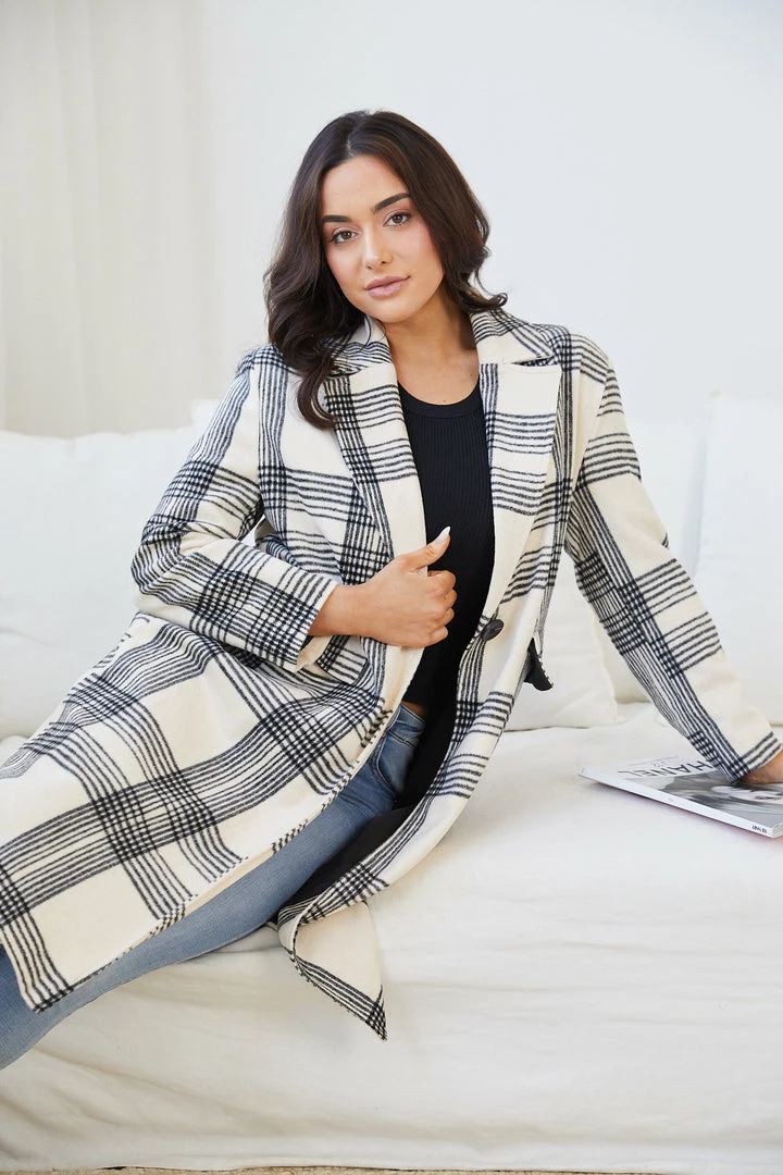 Pink Diamond CLOTHING Romina Coat - Check Print 8 Pink Diamond CLOTHING Romina Coat - Check Print