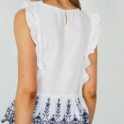 Valeria Ronda Top - Dark Blue Print CLOTHING