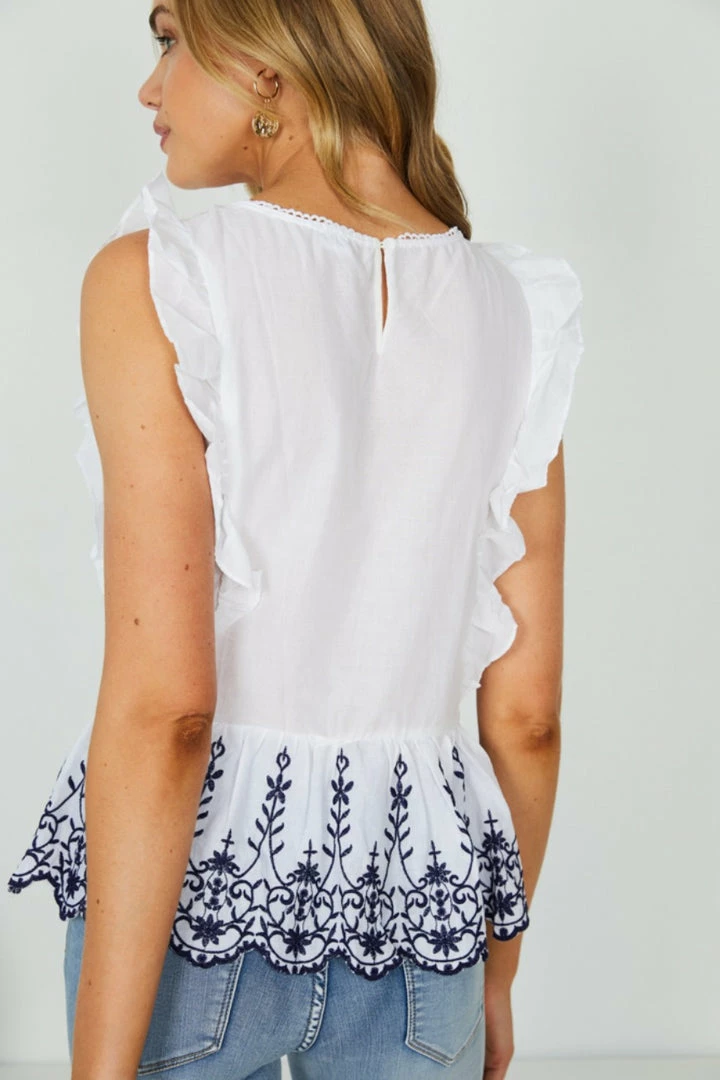 Valeria Ronda Top - Dark Blue Print CLOTHING 4 Valeria Ronda Top - Dark Blue Print CLOTHING