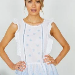 Valeria Ronda Top - Light Blue Print CLOTHING