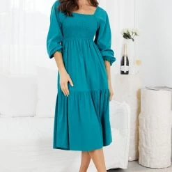 Desire CLOTHING Rosette Dress - Teal