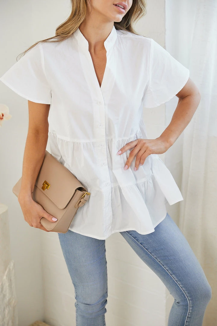 Miracle Fashion Ryette Top - White CLOTHING 3 Miracle Fashion Ryette Top - White CLOTHING