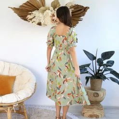 WeLove Fashion CLOTHING Danielle Dress - Green Print