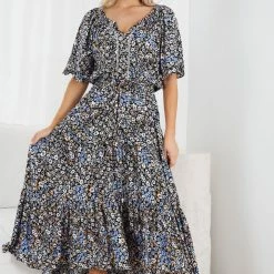 Rock Denim Sahari Dress - Black Floral