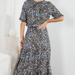 Rock Denim Sahari Dress - Black Floral