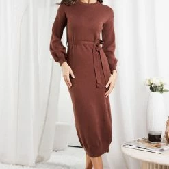 Dream House Saltee Knit Dress - Rust CLOTHING