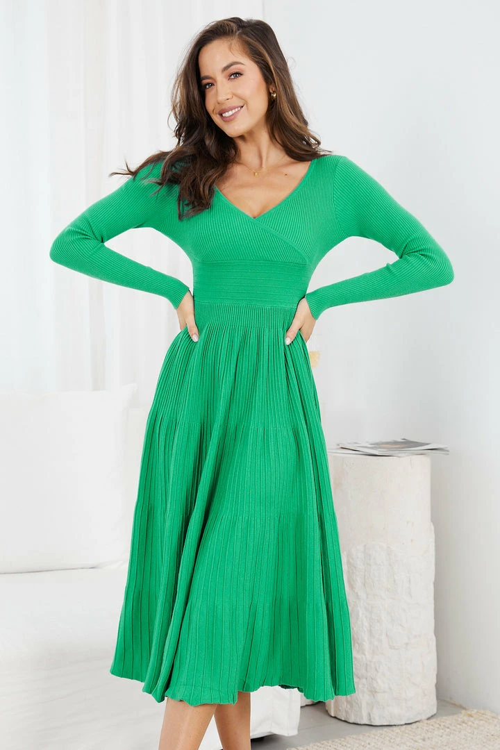 My Girl CLOTHING Sandralee Long Sleeve Dress - Green 7 My Girl CLOTHING Sandralee Long Sleeve Dress - Green
