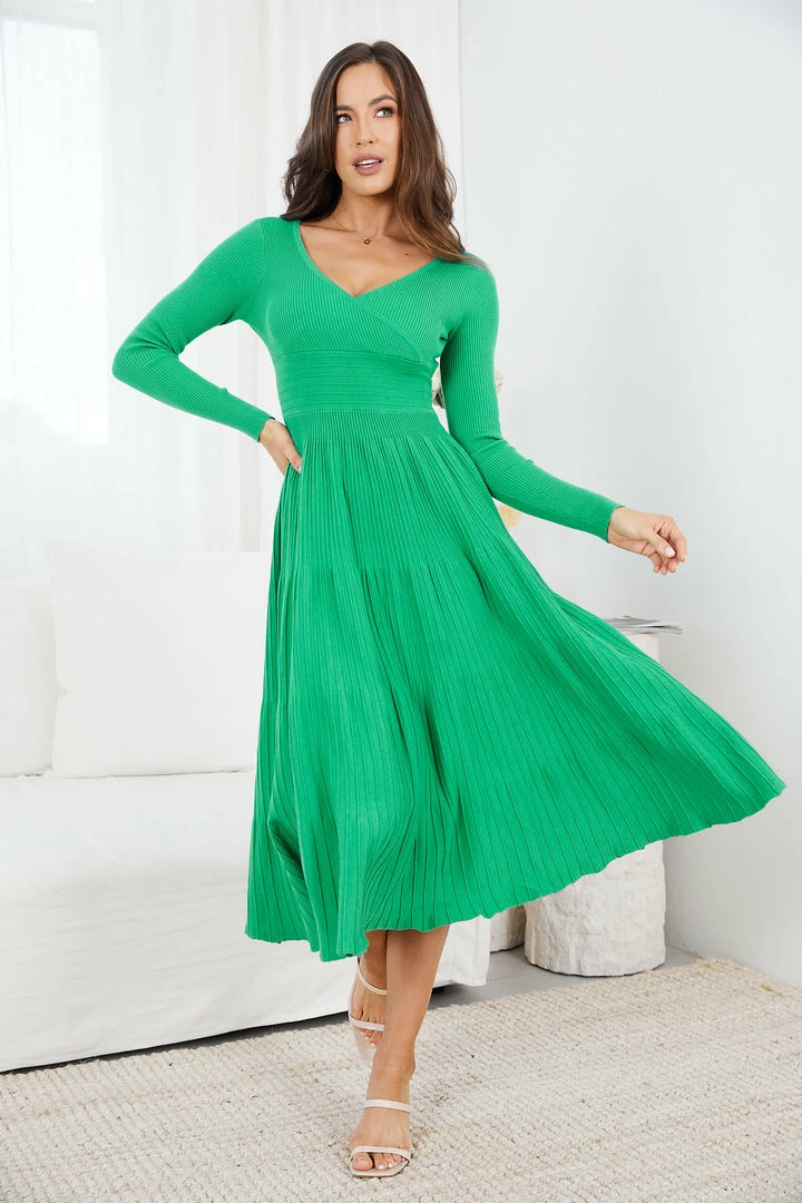 My Girl CLOTHING Sandralee Long Sleeve Dress - Green 4 My Girl CLOTHING Sandralee Long Sleeve Dress - Green