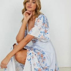WeLove Fashion Sarmie Dress - Blue Floral CLOTHING