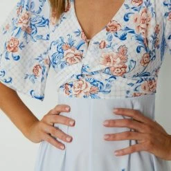 WeLove Fashion Sarmie Dress - Blue Floral CLOTHING