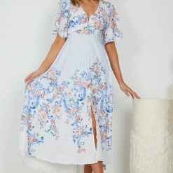 WeLove Fashion Sarmie Dress - Blue Floral CLOTHING