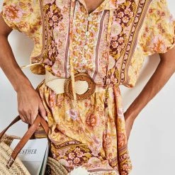 HQ Fashion Seara Dress - Mustard Print