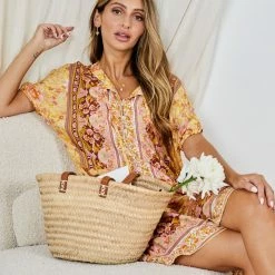 HQ Fashion Seara Dress - Mustard Print