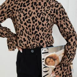 Miracle Fashion CLOTHING Sellia Top - Brown Print