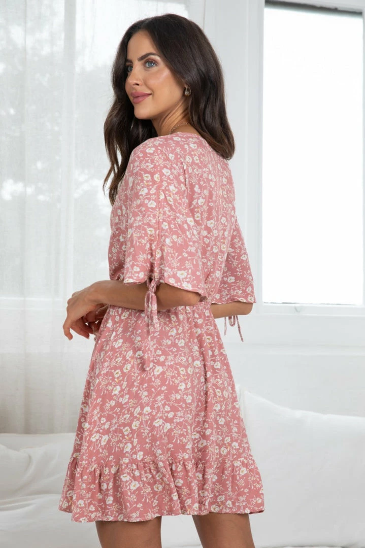 HQ Fashion Sena Dress - Pink Print CLOTHING 4 HQ Fashion Sena Dress - Pink Print CLOTHING