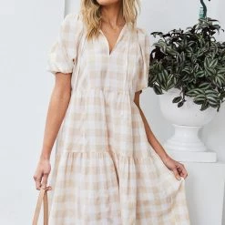 Into Fashion Shasta Dress - Beige Gingham 11 Into Fashion Shasta Dress - Beige Gingham