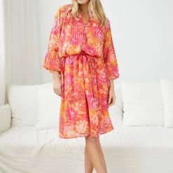 White Closet CLOTHING Sicilie Dress - Orange Floral