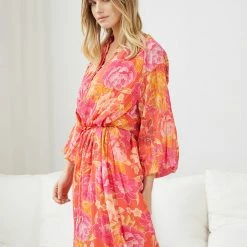 White Closet CLOTHING Sicilie Dress - Orange Floral