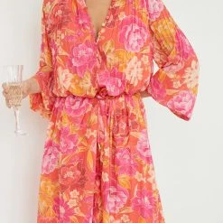 White Closet CLOTHING Sicilie Dress - Orange Floral