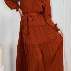 Ebby And I Sienna Dress - Rust CLOTHING