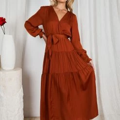 Ebby And I Sienna Dress - Rust CLOTHING