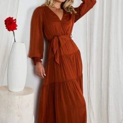 Ebby And I Sienna Dress - Rust CLOTHING