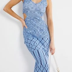 Qtrend Fashion PTY LTD Skyie Knit Dress - Blue Print CLOTHING