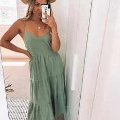 Style Box Sonya Dress - Khaki CLOTHING 8 Style Box Sonya Dress - Khaki CLOTHING