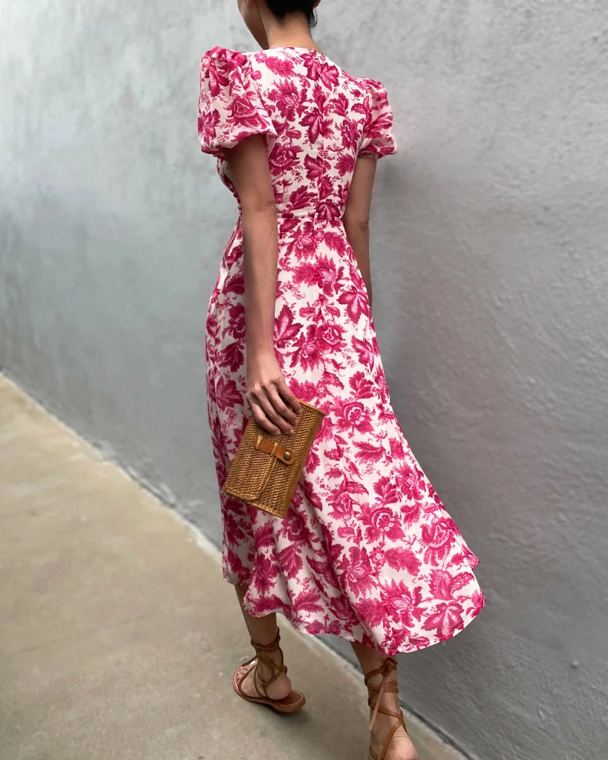 Runaway The Label (PremGroup) Stevie Midi Dress - Pink Floral 4 Runaway The Label (PremGroup) Stevie Midi Dress - Pink Floral