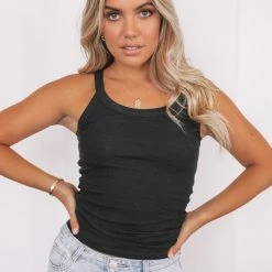 Sunny Girl Subtle Singlet - Black