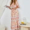 HQ Fashion Syden Dress - Peach Print CLOTHING 2 HQ Fashion Syden Dress - Peach Print CLOTHING