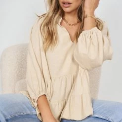 White Closet Abbey Top - Beige CLOTHING 10 White Closet Abbey Top - Beige CLOTHING