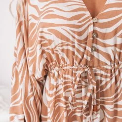 White Closet Alfia Dress - Tan Zebra