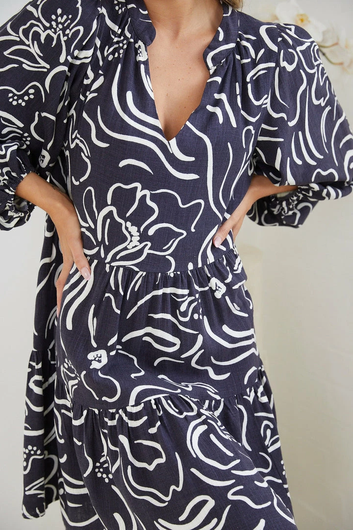 White Closet Tarzana Dress - Ink Print 9 White Closet Tarzana Dress - Ink Print