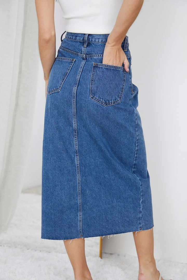 Paper Heart Tashia Skirt - Blue Denim 4 Paper Heart Tashia Skirt - Blue Denim