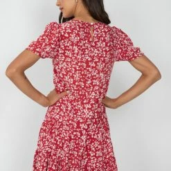 HQ Fashion Tassia Dress - Red Print CLOTHING