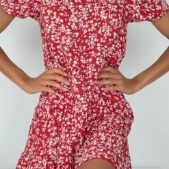 HQ Fashion Tassia Dress - Red Print CLOTHING 11 HQ Fashion Tassia Dress - Red Print CLOTHING