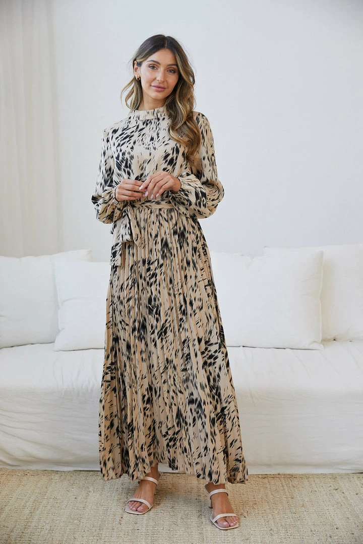 Dream House Tesia Dress - Beige Print 3 Dream House Tesia Dress - Beige Print