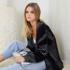 Pink Diamond Tima Cardigan - Black Print