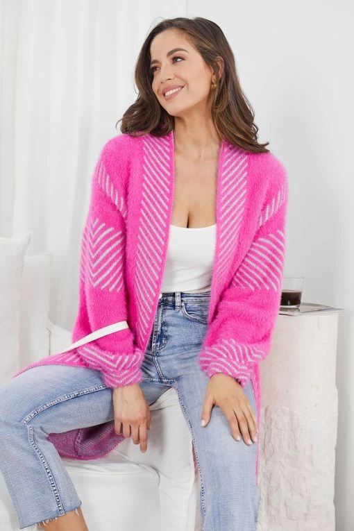 Pink Diamond Tima Cardigan - Pink Print 6 Pink Diamond Tima Cardigan - Pink Print
