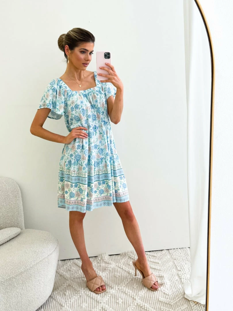 Miracle Fashion CLOTHING Tinsley Dress - Blue Print 9 Miracle Fashion CLOTHING Tinsley Dress - Blue Print