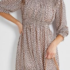 Miracle Fashion CLOTHING Tissuene Dress - Mocha Print