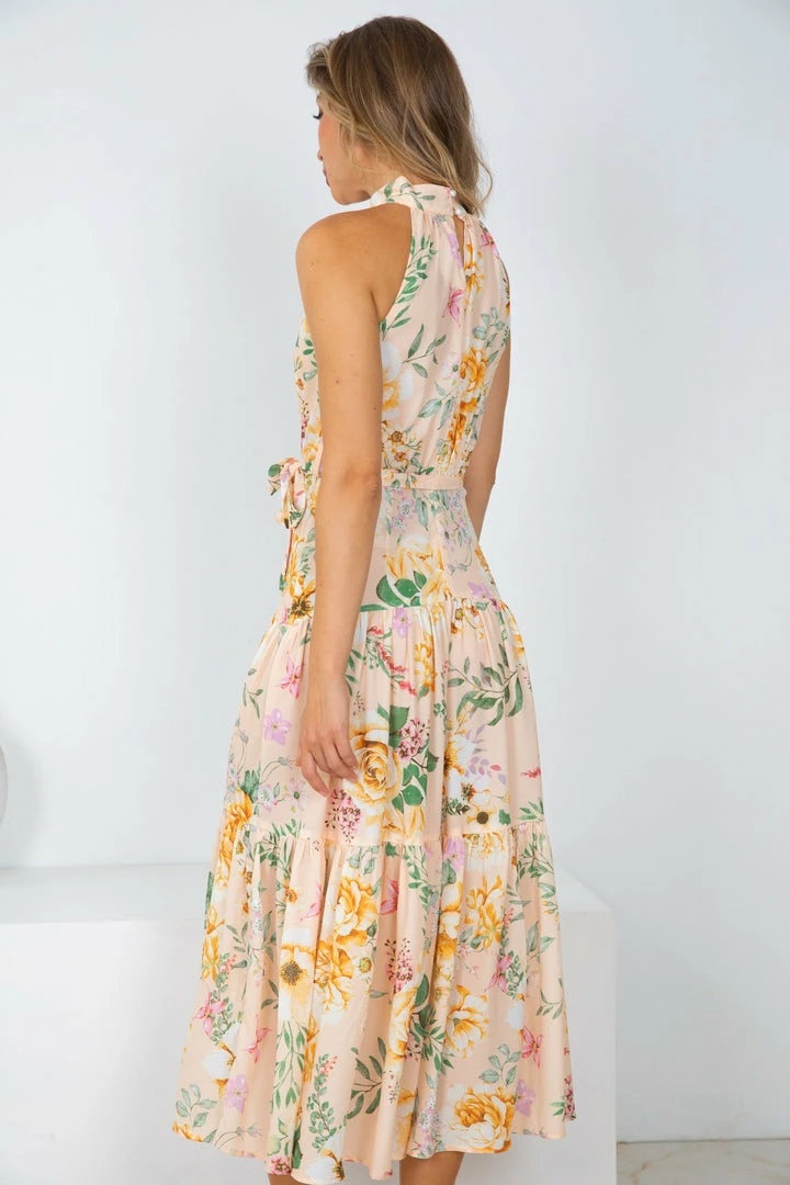 Qtrend Fashion PTY LTD Tobi Dress - Peach Floral CLOTHING 4 Qtrend Fashion PTY LTD Tobi Dress - Peach Floral CLOTHING