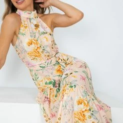 Qtrend Fashion PTY LTD Tobi Dress - Peach Floral CLOTHING 12 Qtrend Fashion PTY LTD Tobi Dress - Peach Floral CLOTHING