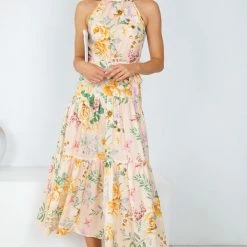 Qtrend Fashion PTY LTD Tobi Dress - Peach Floral CLOTHING